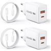 RAVIAD Caricatore USB C Rapido 2 Pezzi, 30W 2 Porte GaN Presa USBC | Caricatore Caricabatterie con 1M Cavo USB C per iPhone 17 16 15 Pro Max, Galaxy S25 S24 S23, iPad, Spina Alimentatore