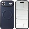 linsuyu Cover Compatible con Google Pixel 9A Supporto magnetico per auto, custodia in pelle PU goffrata + TPU Blue