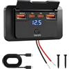 SRunDe Presa Usb Auto 12V 72W 4 Porte 2 x USB-C 36W & 2 x USB-A 18W Camper | Presa Usb Multipla Display Tensione LED Interruttore Fisico Copertura Antipolvere Caricatore Auto Usb per Bateau Camionette