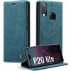 Ottcooed Cover per Huawei P20 Lite Custodia, Cover Pellicola a Libro Portafoglio in Pelle Porta Carte Protettiva Slot per Scheda Flip Case Wallet Case Con Huawei P20 Lite, Blu verde