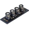 Relaxdays Portacandele, con Vassoio e Vasetti, Centrotavola, L: 39,5 cm, 4 Candeline, Pietre Deco, Scritta Home, Nero