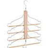 Relaxdays Grucce Appendiabiti Multiple, Bastone a 4 Stampelle Mobili, Ganci in Metallo, Legno, Marrone Naturale Argento