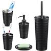 Relaxdays Set Bagno Completo 5 Accessori, Kit WC Acciaio Inox Spazzolato, Portaspazzolino, Sapone e Saponetta, Antracite