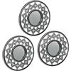 Relaxdays Set da 3 Specchi Rotondi, per la Parete, Cornice Decorativa in Plastica, Diametro 25 cm, Argento Grigio
