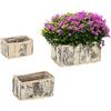 Relaxdays Set da 3 Vasi per Fiori, Fioriere con Rivestimento, Portafiori per Interni ed Esterni, Bianco Naturale