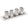 Relaxdays Portacandele Decorativo con Vassoio e Pietre, Lungo 39,5 cm, Decorazione per Tavolino e Soggiorno, Bianco