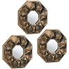 Relaxdays Specchio Decorativo a Forma di Fiore, Set da 3, Ottagonale, da Parete, Cornice in Plastica, 25x25x2cm, Oro
