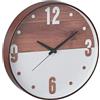 Relaxdays Orologio da Parete, Analogico, Moderno, Ø 29,5 cm, Lancetta dei Secondi, da Cucina o Soggiorno, Marrone Bianco