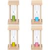Relaxdays Clessidra, Set 4 Timer Cucina 30sec, 1min, 3min, 5min, 9x4,5x9,5 cm Orologio per Bambini, Colorato, Legno