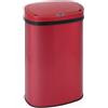 FDW Pattumiera con sensore e coperchio, in acciaio inox, 50 l, intelligente, automatica, senza contatto, pattumiera elettrica impermeabile, colore: rosso