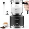 Morpilot Montalatte elettrico, 600 W, 130-500 ml, montalatte 4 in 1, per caldo e freddo, lavabile in lavastoviglie, design latte, vetro visivo, nero