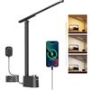 Honeywell Lampada da scrivania, Lampade da scrivania per Ufficio domestico | Lampada LED da scrivania pieghevole con carica USB-C/A, RG0, CRI95, regolazione continua 10-100%, 3 temp. (3000K-5000K).