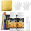 Nicpro Set di adesivi dorati, 100 ml, colla e vernice a base d'acqua | Fogli in foglia d'oro, 100 pezzi, 4 pennelli, 4 guanti, flacone spray da 30 ml per arte, pittura, artigianato