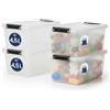 Iris Ohyama FTB-4.5 - Set di 4 scatole portaoggetti con coperchio, 4,5 l, trasparenti, chiusura sicura, impilabili, manici, camera da letto, armadio, ufficio, organizzazione, plastica senza BPA
