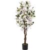 GIANTEX Bougainvillea Artificiale 120 cm, Albero di Buganville Finto con Fiori Aperti e Rami Realistici, Pianta Decorativa per Ingresso, Soggiorno, Ufficio, Rossa/Bianco (1, Bianco)
