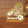Collienght Lampada notturna personalizzata con nome del motociclista in acrilico con base illusione 3D per motocross e moto da cross, lampada da tavolo a LED per moto, camera da letto, regalo per gli amanti