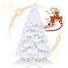 Gimisgu Albero di Natale artificiale,120 cm, con 200 punte e supporto, in PVC ignifugo, montaggio rapido, sistema pieghevole, decorazione natalizia per feste, bianco