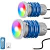 OSREE Mini Luci Piscina LED con Filettatura 1 1/2, 6W Lampade Piscina RGB Multicolore con Telecomando, 240lm, Ø49mm, 12V AC IP68 Impermeabile Faro per Bocchetta Piscinas Interrate e Cemento, Set da 2
