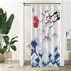 Xiaoterna Tenda da doccia con pittura tradizionale giapponese Kanagawa Grande Onda Tenda da doccia Fiori di ciliegio rosso e sole paesaggio montano giapponese Tenda da bagno impermeabile 90x180cm