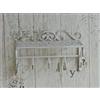 Euronovità EN-222241 Mensola con 5 Appendini Stile Shabby in Ferro Battuto,colore Panna.. H 22.5 X 35.5 X 18