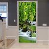 A.Monamour Adesivo Porta Autoadesiva Estate Ruscello Di Montagna Una Foresta Pluviale Tropicale Alberi Verdi Natura Vinile PVC Adesivi per Porte Interne 3D Pellicola Adesiva Poster Sticker Murale