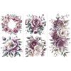 Peacoblue Sticker Trasferibile per Mobili Artigianali Decorativi 6X12 Fiori Rosa e Viola, 3Pezzi Trasferimento DTF Impermeabile UV per Cassetti Lingerie, Cassettiera, Vetro, Porcellana, Legno