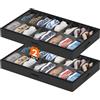 Lifewit Scatole per Scarpe con Finestra Trasparente, Contenitori Portaoggetti Pieghevole Sottoletto per Scarpe, Organizer per Scarpe con Manici Salvaspazio, Nero, 2 x 16 Paia