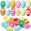 ZZOUFI Uova di Pasqua Decorative, 24pcs Ovetti Pasquali da Appendere, Uova Colorate per Albero di Pasqua Esterno, Decorazioni Uova di Pasqua Fuori Finte