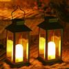 Tomshine Lanterna da Esterno 2 Pezzi,Lanterna Solare da Esterno con Candela LED Senza Fiamma,Protezione IP44,Materiale ABS,Lanterna Solare per Giardino Balcone- Lanterne Solari da Esterno Nero, 8,7x4,1 Pollici