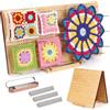 Coopay Granny Square Spanner 57 x 29 cm, lavagna pieghevole per granny square, grande, in bambù, con 40 perni (15 cm) e cavalletto regolabile, per uncinetto