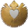 Generic Specchio da parete in metallo dorato con raggi a forma di cuore, 51 x 51 cm, specchio decorativo da parete, specchio di lusso per soggiorno, camera da letto, corridoio e ingresso