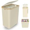 Froadp Cesto portabiancheria a 3 scomparti, pieghevole da 140 l, con coperchio per bagno e camera da letto, robusto cestino con maniglie, 3 sacchetti lavabili (beige)