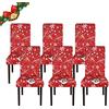 Jaotto Coprisedie Natalizie 6 Pezzi Coprisedia Elasticizzati con Schienale Fodere Coprisedie Universale per Sala da Pranzo Cucina Natale Coprisedia Lavabile Coperture per Sedie,Pupazzo di Neve