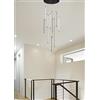 TEKHOME Lampadario LED Moderno a Cascata per Scala e Soggiorno, Design Minimal Lineare, Luce Calda 6500K, 105W, Nero - LP-45NF (NERO 6500K FREDDA)