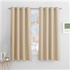 PONY DANCE Tende Camera da Letto Oscuranti Isolanti Termiche da Interno | Corte, per Cucina, con Anelli, per Finestre Piccole, per Cameretta Bambini, Privacy, 2 Pezzi L 132 x A 158 CM, Beige