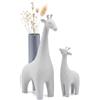 Mazzarà Design Set di 2 figurine Giraffa con Vaso porta Fiori Statua Scultura Moderna per la Decorazione Casa, Regalo per la Casa, Regalo per amanti degli animali e Arte, donna ragazza ragazzo regalo di compleanno.