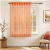 MRTREES Tenda corta in voile semitrasparente, con occhielli, effetto lino, per soggiorno, camera da letto, cameretta dei bambini, 150 x 200 cm (altezza x larghezza), 1 pezzo, colore: arancione