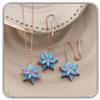 Handmade Blu opale Lotus fiore collana e orecchini set opale filo passante argento sterling 925 Yoga Lotus gioiello Festa della Mamma Natale anniversario compleanno, Stile quotidiano