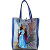 Arte Lisanti Borsa in Pelle Dipinta a Mano - OMAGGIO AL BACIO DI HAYEZ - a Spalla, Shopper, Maxi in Pelle, Con Tasca interna, Shopping Donna, Idea Regalo, Artigianato Italiano, Made In Italy