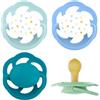 nip Cherry Ciuccio, 0-6 mesi, 4 pezzi, a Forma a ciliegia, Lattice | adatto all'allattamento, adatto alla mascella, tettarella rotonda naturale, in gomma naturale, blu/turchese
