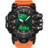 findtime Orologi da uomo digitale orologio da polso da uomo per uomo e ragazzo, design tattico militare con timer LED, cinturino in silicone nero, Colore: arancione., Sportivo, militare