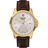 Swiss Alpine Military 7011.1 Orologio analogico al quarzo da uomo in pelle, Marrone/Oro/Argento - 1512sam, cinghia