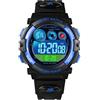 Dayllon Kids Watch Digital Outdoor Sport Waterproof Boys Watches Alarm 12/24H 7 retroilluminazione colorata Cronometro per 3-15 anni regalo Nero Blu