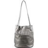 AOSSTA Borsa Tote da Donna Fashion Designer Taglia Media Tinta Unita Morbida Finta Pelle Hobo Borsa a Spalla Handbag Borsa a Secchiello, Grigio argento, Medium