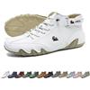 LOVEWLVNCL Stivali alti unisex fatti a mano in morbida pelle, scarpe Beck impermeabili, antiscivolo, leggeri e traspiranti Chukka, sneakers casual for la guida e l'escursionismo, scarpe a piedi nudi(Color:Bianco