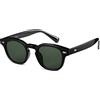 Gtand Occhiali da sole unisex vintage retrò rotondi tondi per uomo e donna alla moda circolari 46 mm, C10 montatura nera/lente G15, 46 mm