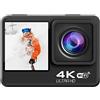KICHI 4K 60FPS WiFi Action Camera Anti-Shake DV Fotocamera Doppio Schermo 170 ° Grandangolare 30M Impermeabile Sport Camera