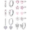 Diamday 8 Paia Anallergici Orecchini Bambina Donna Acciaio Chirurgico Set Cerchio Pendenti Multicolore Piercing Orecchio Piccoli