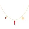 Louis Ciocchetti dal 1887 Louis Ciocchetti Collana in Acciaio con Ciondolo Corno Portafortuna - Collana Regolabile Uomo e Donna con Chiusura a Moschettone, 40 cm + 5 cm, Idea Regalo per Lui e Lei, Oro cocinella rosso
