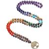 Jovivi Regalo per mamma, collana rosario tibetano Mala 108 perle 7 Chakra pietra naturale con ciondolo albero della vita, rame bronzato, per donna, uomo, festa della mamma, San Valentino, compleanno